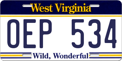 WV license plate OEP534