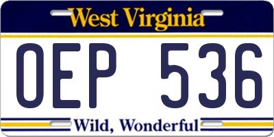 WV license plate OEP536