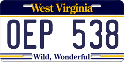 WV license plate OEP538