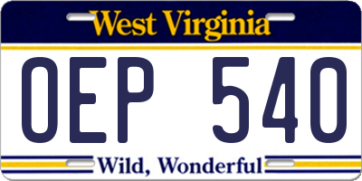 WV license plate OEP540