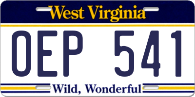 WV license plate OEP541