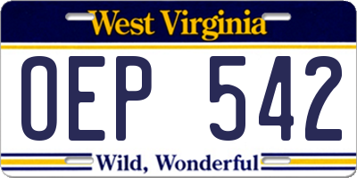 WV license plate OEP542