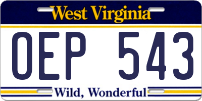 WV license plate OEP543