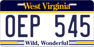 WV license plate OEP545