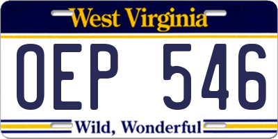 WV license plate OEP546