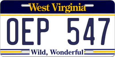 WV license plate OEP547