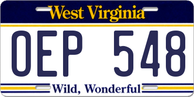 WV license plate OEP548