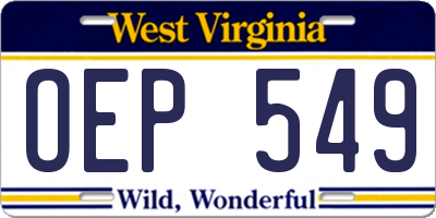 WV license plate OEP549