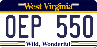 WV license plate OEP550