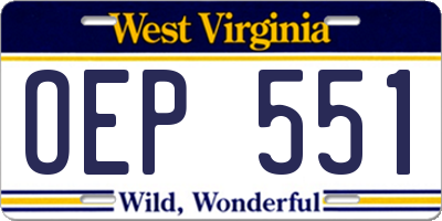WV license plate OEP551