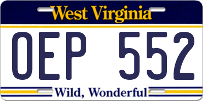 WV license plate OEP552