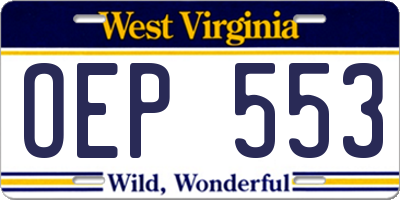 WV license plate OEP553
