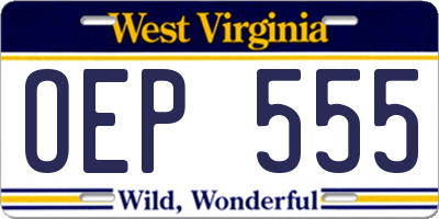 WV license plate OEP555