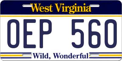 WV license plate OEP560