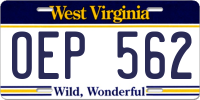 WV license plate OEP562