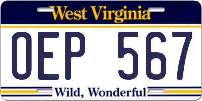 WV license plate OEP567