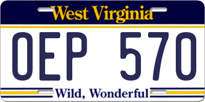 WV license plate OEP570