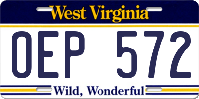 WV license plate OEP572