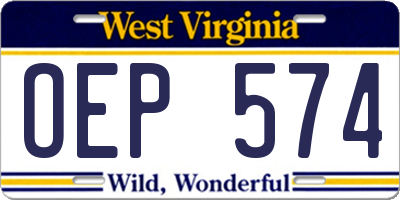 WV license plate OEP574