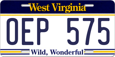 WV license plate OEP575