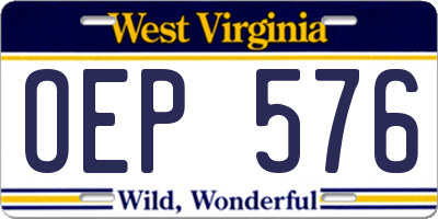 WV license plate OEP576