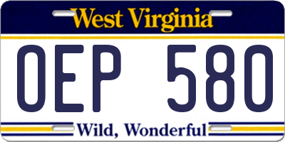 WV license plate OEP580