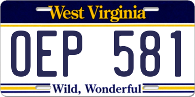 WV license plate OEP581
