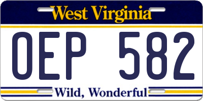 WV license plate OEP582
