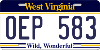 WV license plate OEP583