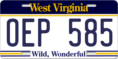 WV license plate OEP585