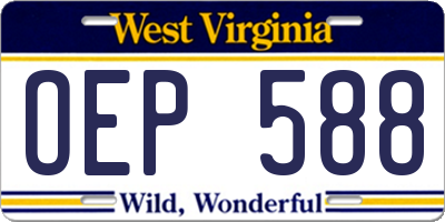 WV license plate OEP588
