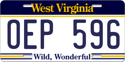 WV license plate OEP596