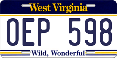 WV license plate OEP598