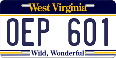 WV license plate OEP601