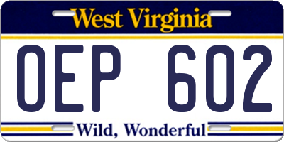 WV license plate OEP602