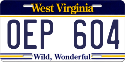 WV license plate OEP604