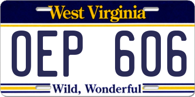 WV license plate OEP606