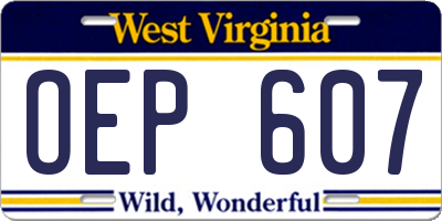 WV license plate OEP607