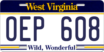 WV license plate OEP608