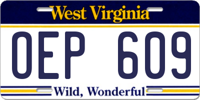 WV license plate OEP609