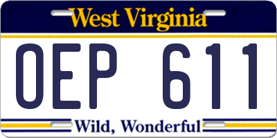 WV license plate OEP611