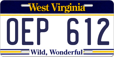 WV license plate OEP612