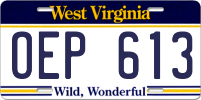 WV license plate OEP613