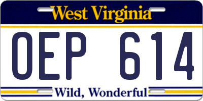 WV license plate OEP614