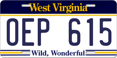 WV license plate OEP615