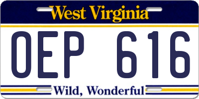 WV license plate OEP616