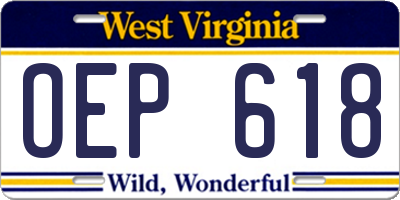 WV license plate OEP618