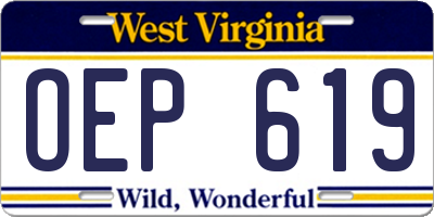 WV license plate OEP619