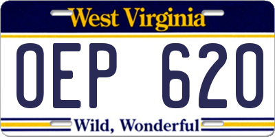 WV license plate OEP620