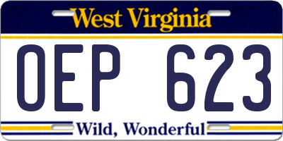 WV license plate OEP623